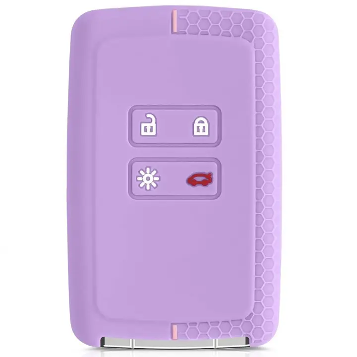 AUTOZOCO Funda Silicona Mando Llave del Coche 4 Botones Compatible con Renault Y Dacia - Funda TPU - Protege Llaves Compatible con Dacia y Renault - Purpura - 1