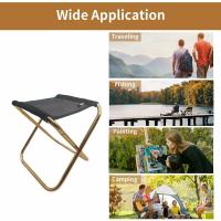 Mini silla plegable portátil dorada con bolsa, taburete plegable compacto de aluminio ultraligero con bolsa de transporte para jardín, playa, pesca, senderismo, camping, viajes y picnic. - details 0