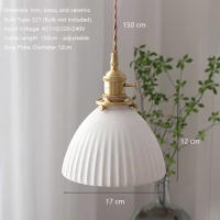 Lámpara Colgante De Cerámica Scandinava Con Interruptor E27 Minimalista Nórdico LED Ajustable Cable De 150cm Para Sala De Estar Estudio Dormitorio Hotel - details 7