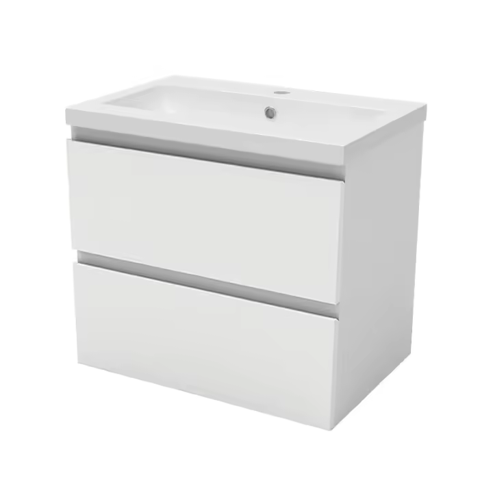 Aica Mueble de baño con lavabo, blanco mate, cajón doble, 60 x 38,5 x 52cm - 1