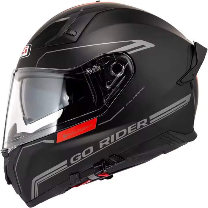 Casco Integral Nzi Go Rider Stream Solid Nouveau Black Red - 1