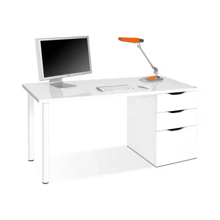 CAMA EXPRESS Mesa despacho o escritorio reversible con cajonera en color blanco artik - 1