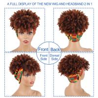 Pelucas Rizadas Para Mujeres Negras Con Diadema Peluca Corta Africana Kinky Rizada De Sintético Con Diadema Attachada Tamaño Promedio 2 En 1 - details 1