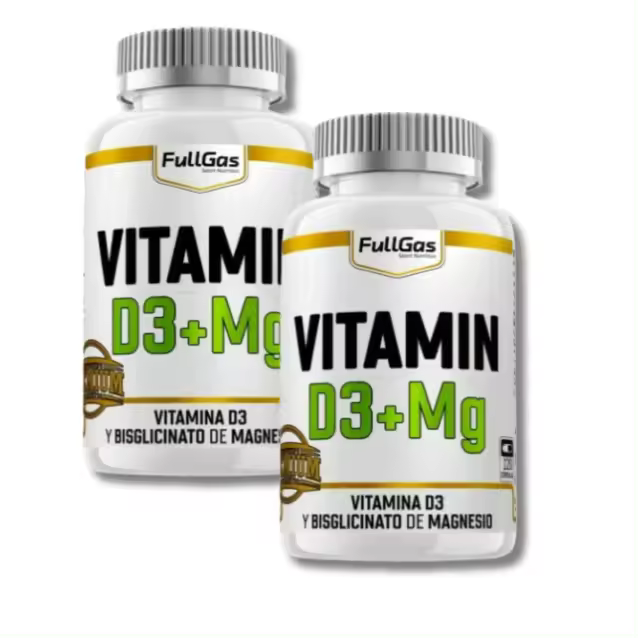 FULLGAS - Vitamin D3 + Magnesio Bisglicinato - 120 caps *PACK 2* = 240 Caps * Vitamina D3 (4000 UI) y magnesio (250 mg) en fórmula sinérgica y con la forma más biodisponible: colecalciferol y bisglicinato. Apta para vegetarianos, sin gluten ni lactosa. - 1