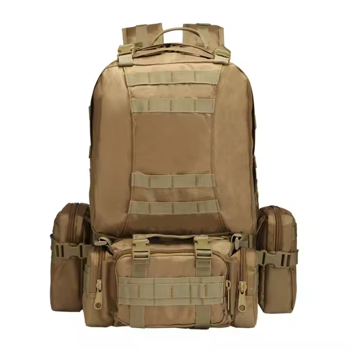 Mochara táctica Militar caqui 45 litros acampada y senderismo supervivencia, Multifuncionales 4 en 1 Para Montaña camping viaje y excursiones, en Bolso Big con 3 Bolsas que se pueden desenganchar con Soft System 3P - 1