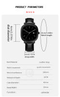 Reloj De Cuero Negro Para Hombre Estilo Casual Y Negocios Resistente Al Agua 3Bar Calendario Movimiento De Cuarzo Deportes Reloj De Pulsera Top Para Chicos - details 7