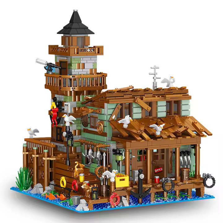 Bloques De Construcción Para Niños Casa De Pescador En Miniatura Modelo De Ciudad Vista De Calle Juguete Educativo Para Adolescentes Y Adultos - 1