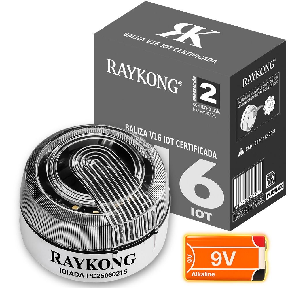 Baliza de emergencia V16 Geolocalización DGT 3.0  | con 3 Indicadores Led Conexíon | Bateria | GPS Homologada por DGT  [SIM y Datos Pagados hasta 2038]