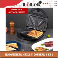 Sándwichera, Gofrera y Grill Eléctrico 3 en 1 LoLek | 750W de Potencia | Placas Intercambiables y Antiadherentes | Fácil de Limpiar y Almacenar | Indicador Luminoso de Encendido | Diseño Compacto para Cocina | Prepara Sándwiches, Gofres y Parrilladas 🥪🧇 - details 3