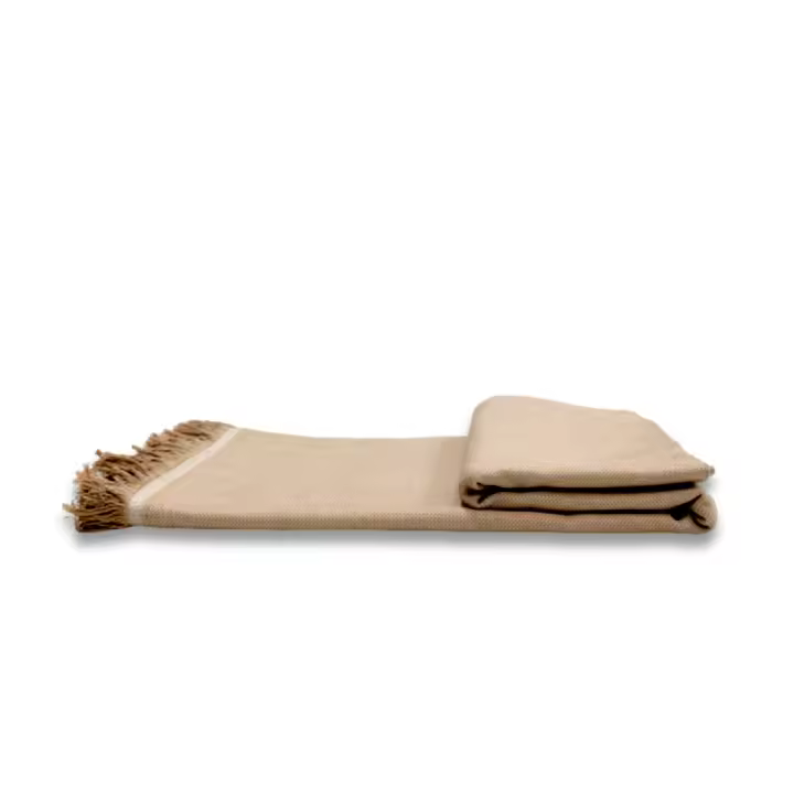 Manta Plaid Beige Flecos 130x170 cm - 1