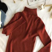 Suéter De Punto Grueso Para Mujer Otoño Invierno Manga Larga Cuello Alto Ajustado Suave Y Cálido Pullover De Algodón Y Acrílico Estilo Casual - details 19