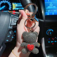 Llavero De Muñeco De Oso De Amor Con Diamantes Cerámica Y Metal Grande En Forma Circular Regalo Pequeño Para Niñas - details 5