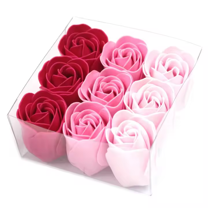 Set de 9 flores de Jabón - rosas rosa - 1