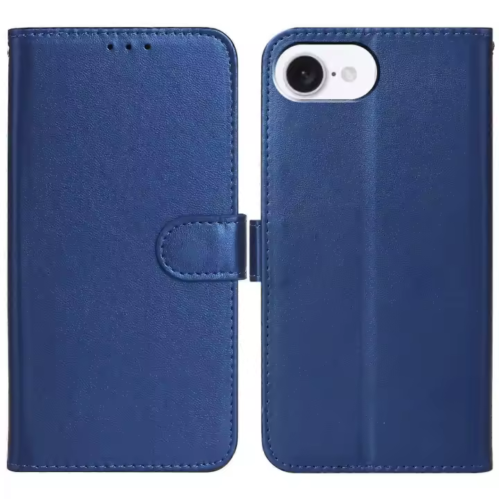 Para el iPhone 16E caso PU cuero Flip teléfono cartera tarjeta cubierta ranura titular-Negro - 1