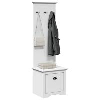 vidaXL Mueble de entrada con ganchos BODO 50x40x157 cm en color Blanco/Gris/Blanco y marrón | almacenamiento funcional diseño moderno para baño dormitorio sala - details 0