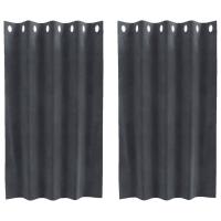 Cortinas Blackout con Ojales 2 pcs de Terciopelo Gris Claro - details 1