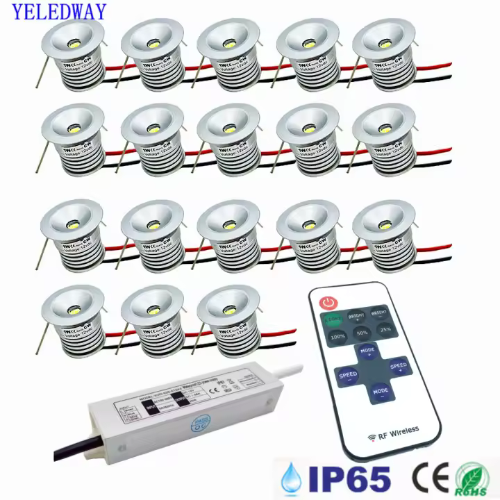 Spotlight LED Mini 1W IP65 12V Con Control Remoto Y Luz Foco 25mm Techo Dimmable Con Driver 110-220V Para Cocina KTV Pasillos - 1