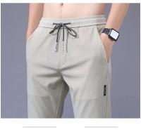Pantalones Casuales Para Hombre Moda Elásticos Rectos Y Delgados Hong Kong Wind Ice Silk Everything Trend Pantalones De Jogging - details 14