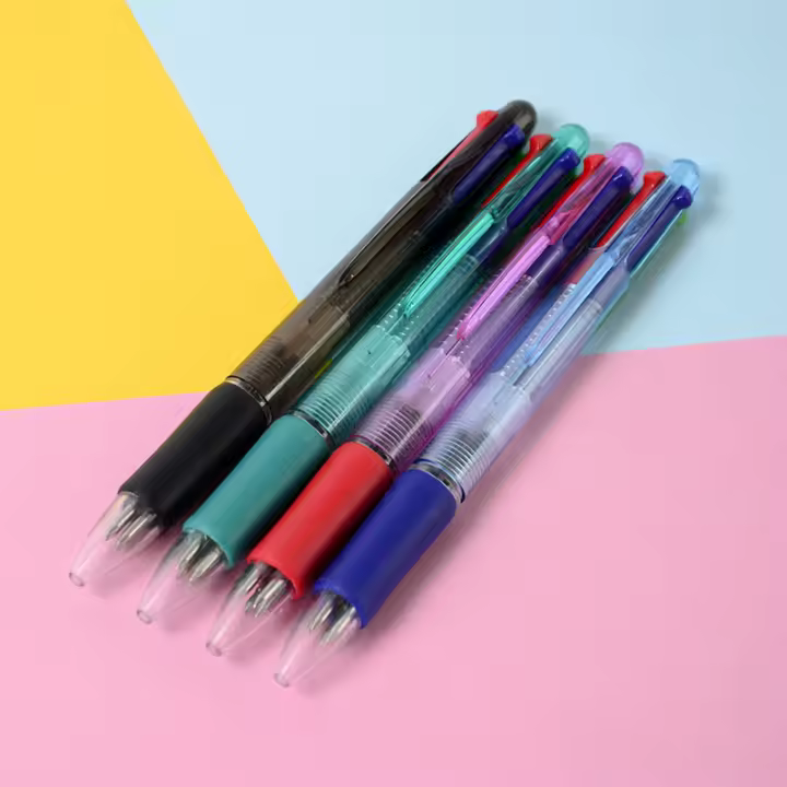 4pcs Pluma Bolígrafo Retráctil De Gel 0.7mm En 4 Colores Multi-Función Para Estudiantes Y Oficina Suministros Escolares Y De Oficina Estación De Trabajo - 1