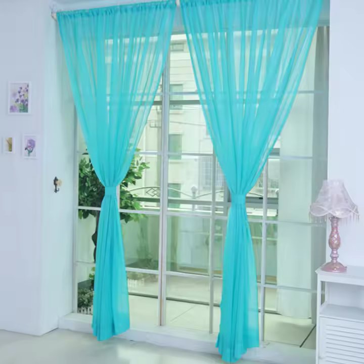 Cortinas De Ventana Transparentes De Color Sólido Para Boda Estilo Lujo Fácil De Instalar Productos Domésticos De Vidrio - 1