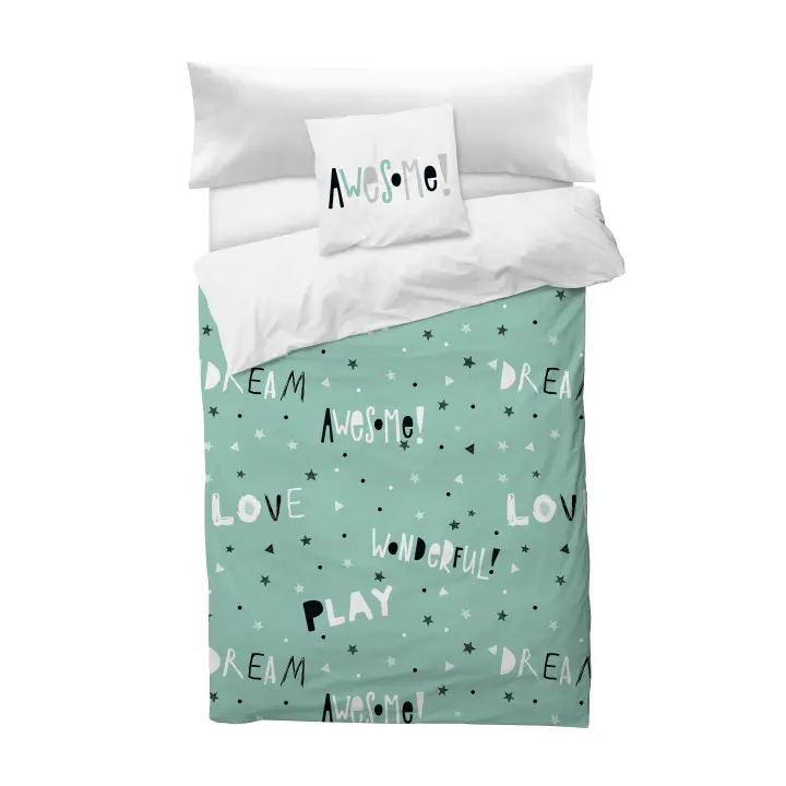 BOHEME - Funda Nórdica Infantil 100% Algodón Awesome Green 115X145 | Suavidad y Estilo - 1