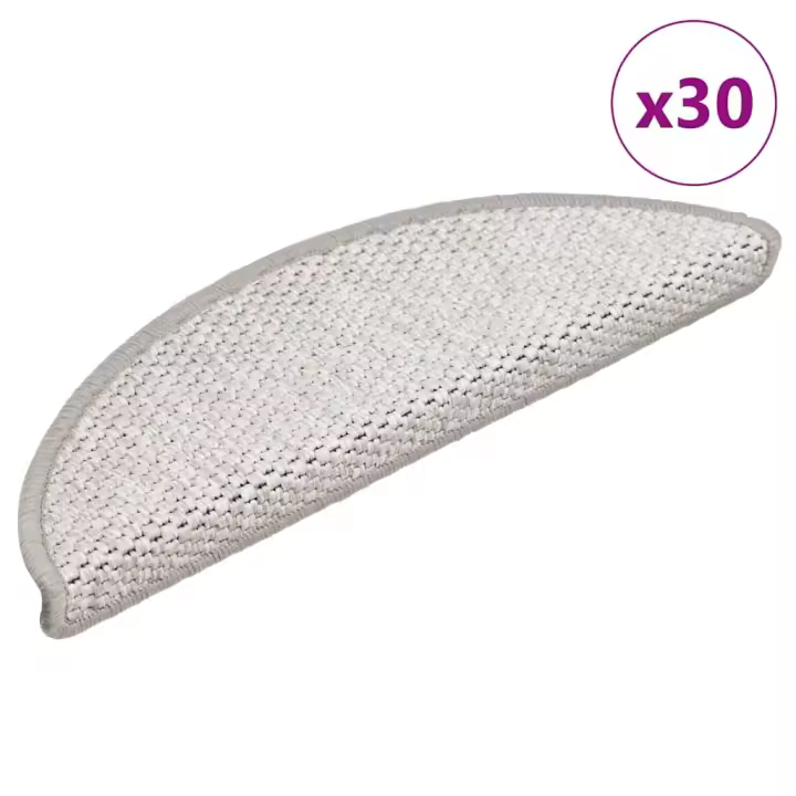 vidaXL Alfombrilla autoadhesiva escalera sisal 30uds Platina 56x17x3cm - 1