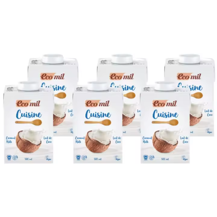 Pack 6x Leche de coco Bio para cocinar 500ml - Ecomil Cuisine Coco - 1