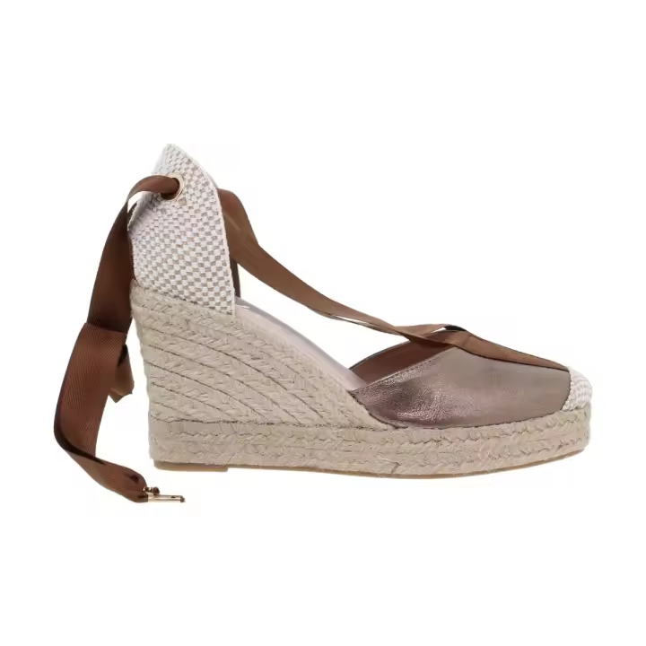 Alpargatas altas de yute y piel marrón by Amelie Piel y Textil Piel Piel acolchada - 1