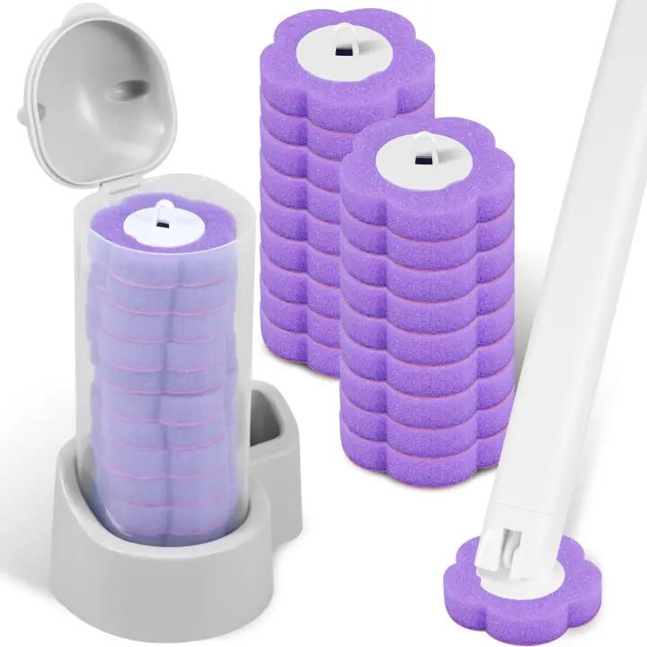 Cepillo De Inodoro Desechable Con Mango Largo Y Cabeza De Esponja Para Limpieza Profunda De Baño Accesorios De Inodoro Kit De Limpieza Ecológico 18/36 Piezas - 1
