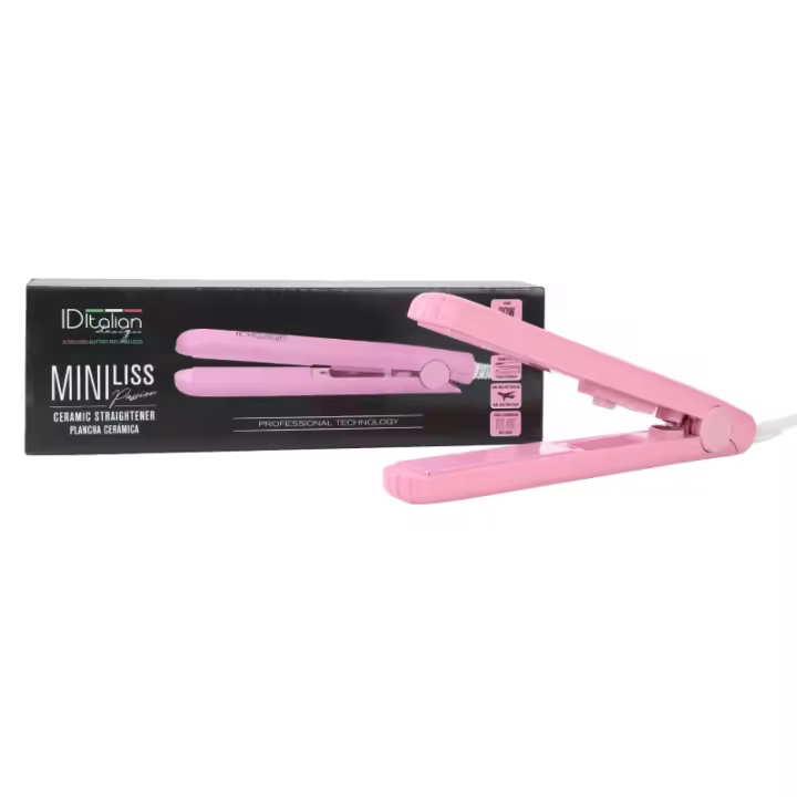 ID Italian Design - Mini Plancha de Pelo MiniLiss - Placas Cerámicas, Tecnología HairCare, Función Dual Alisadora y Rizadora, Temperatura Máxima 200ºC y Protección contra Sobrecalentamiento - Rosa - 1