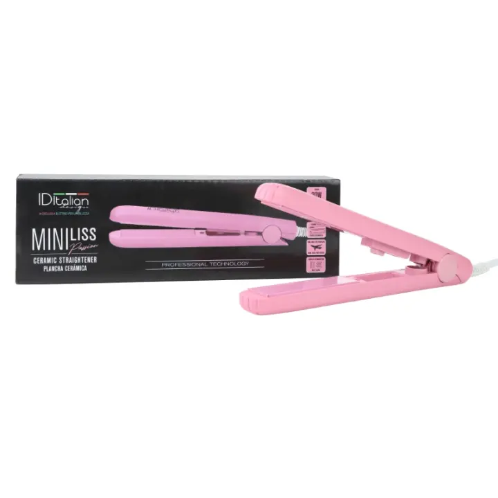 ID Italian Design - Mini Plancha de Pelo MiniLiss - Placas Cerámicas, Tecnología HairCare, Función Dual Alisadora y Rizadora, Temperatura Máxima 200ºC y Protección contra Sobrecalentamiento - Rosa - 1
