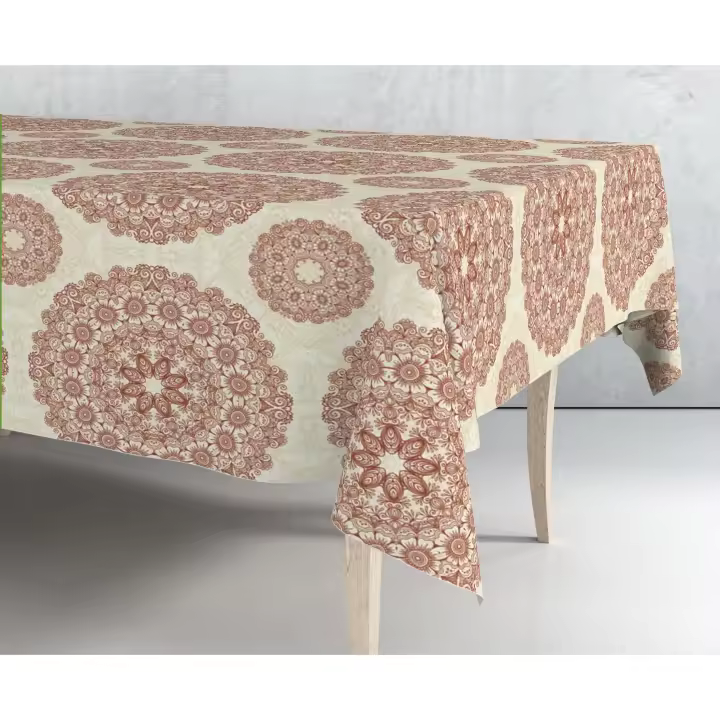 Mantel de hule estampado por metros - Mandalas grandes marrón 43315-1    mantel por metros; manteles; mantel barato; mantel jardín - 1