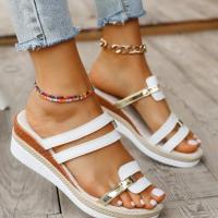 Sandalias De Verano Para Mujer Moda Confortables Deportivas Abiertas Antideslizantes Corte Salpicado Suaves Tacón Anudado Talla Grande 43 - details 2