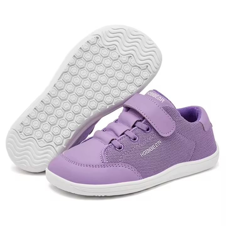 Zapatos De Tobillo Ancho Para Niños HOBIBEAR Zapatillas Minimalistas De Piel Sintética Y Malla Ligera Con Enganche Para Niños Y Niñas - 1