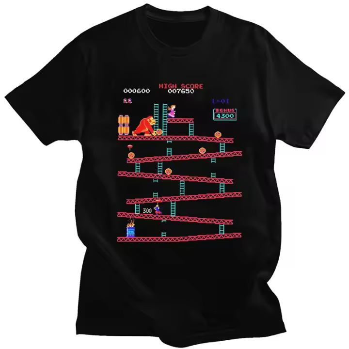 Camiseta De Donkey Kong Divertida Para Hombres Algodón Vintage Camiseta Corta Estilo Retro Casual Streetwear Talla Oversize - 1