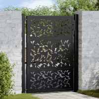 vidaXL Puerta de jardín diseño de hoja de acero negra 105x130 cm - details 0