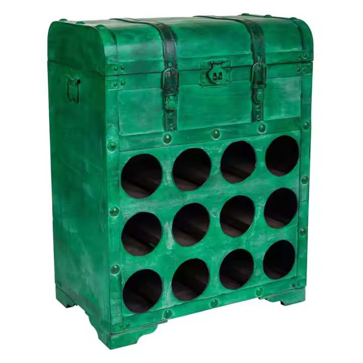 WANDERLUST DECO Baul Botellero de Madera Maciza con Arcon y Hueco para 12 Botellas - Armarios para Vinos y Bebidas - 1
