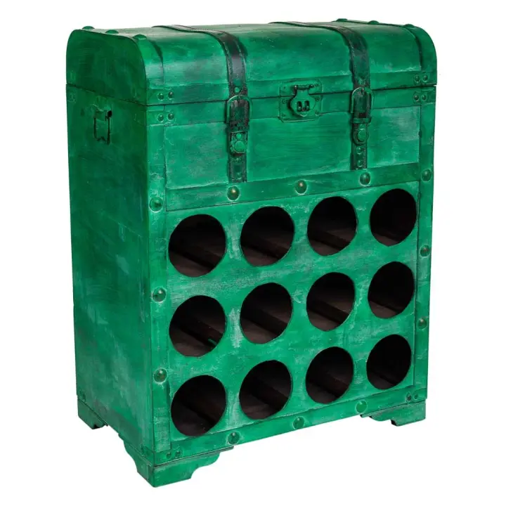 WANDERLUST DECO Baul Botellero de Madera Maciza con Arcon y Hueco para 12 Botellas - Armarios para Vinos y Bebidas - 1