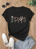 Camiseta Deportiva Para Mujer Con Estampado De Flores Bonitas Cuello Redondo Manga Corta Transpirable Y Cómoda Talla True Fit - details 4