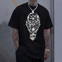 Camiseta Casual Para Hombres 100% Algodón Cuello Redondo Manga Corta Estampado De Lobo Vikingo Antiguo Camiseta Suave Y Cómoda Para Uso Diario Y Externo - details 5