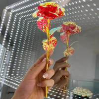 Rosa De Simulación Para Día De San Valentín En Oro 24k Papel De Aluminio Rosa Dorada Regalo Creativo Para Amantes Decoración De Boda - details 9