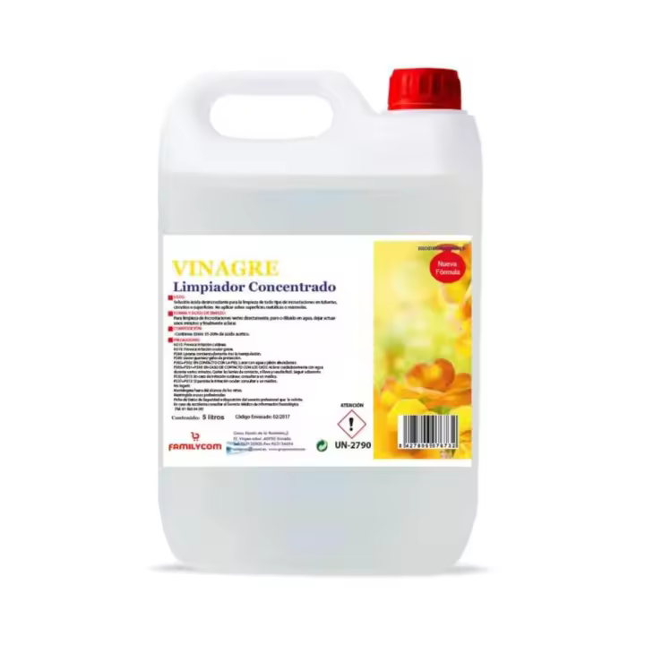 Vinagre de Limpieza Concentrado FAMILYCOM - 10º de Acidez - Multiusos - 5 Litros - 1