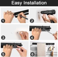 Toallero de aluminio montado en la pared Toallero con ganchos Toallero con tornillos Barra de toalla duradera a prueba de herrura 40cm de longitud para puertas de cocina de baño-Negro - details 3