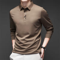 Camisa Polo Para Hombre Casual Larga Con Insignia Color Sólido Moda Transpirable Cómoda Versátil Top Four Seasons Polyester - details 3