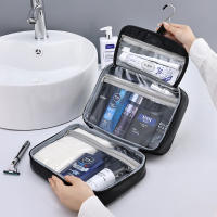 Bolsa De Cosméticos Para Viaje Organizador De Negocios Para Hombres Y Mujeres PU De Cierre De Cremallera Estilo Fashion Impermeable Portátil Con Almacenamiento Y Bolsa De Lavado - details 16