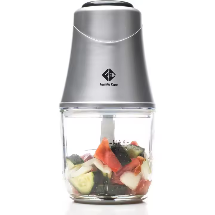 Picadora Electrica - Trituradora de Alimentos - Picadora de carne, 3 Cuchillas Titanio, 300W, Bol de Cristal 600 ml, Picadora Multifunción, - 1