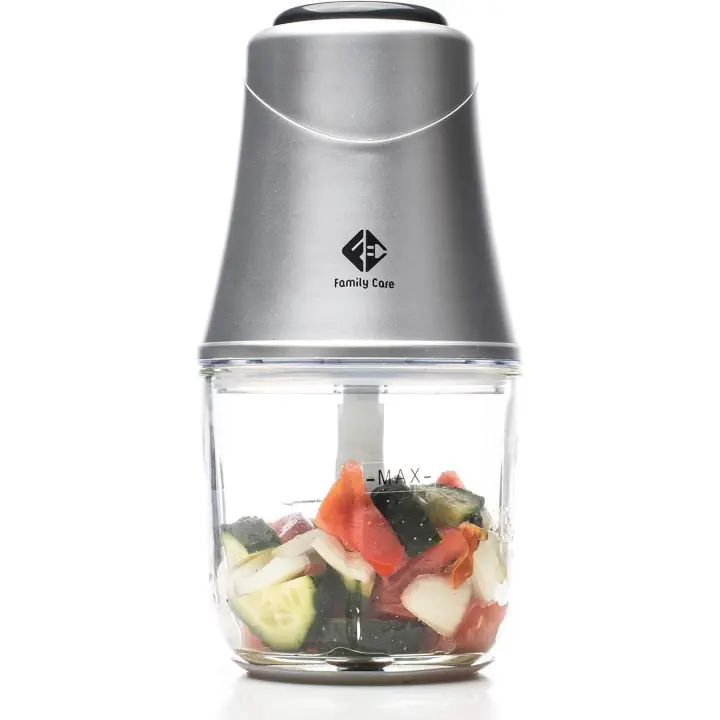 Picadora Electrica - Trituradora de Alimentos - Picadora de carne, 3 Cuchillas Titanio, 300W, Bol de Cristal 600 ml, Picadora Multifunción, - 1