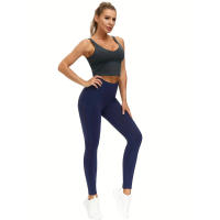 High Waist Yoga Pantalones Con Bolsillos Control De Abdomen Para Mujer Leggings De Yoga Y Correr Talla True Ankle-Length Polyester - details 10