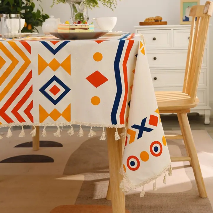 Mantel De Algodón Lino Texturizado Geométrico Para Sala De Estar Mesa De Café Mesa De Comedor Tela Resistente a Químicos Para Hogar Hotel Boda Fiesta - 1