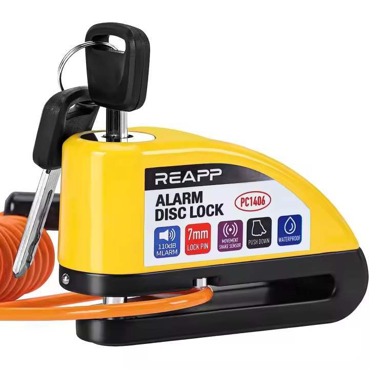 Alarma de Candado de Disco 110 Db con Cable y Bolsa de Transporte - 1